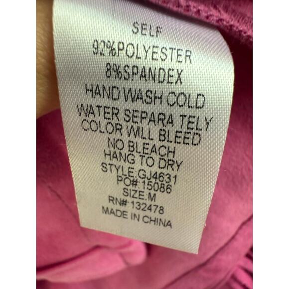 Judith March Pink Faux Suede Squad Rhinestone Fringe Western snaps Omega Shirt - Picture 9 of 11